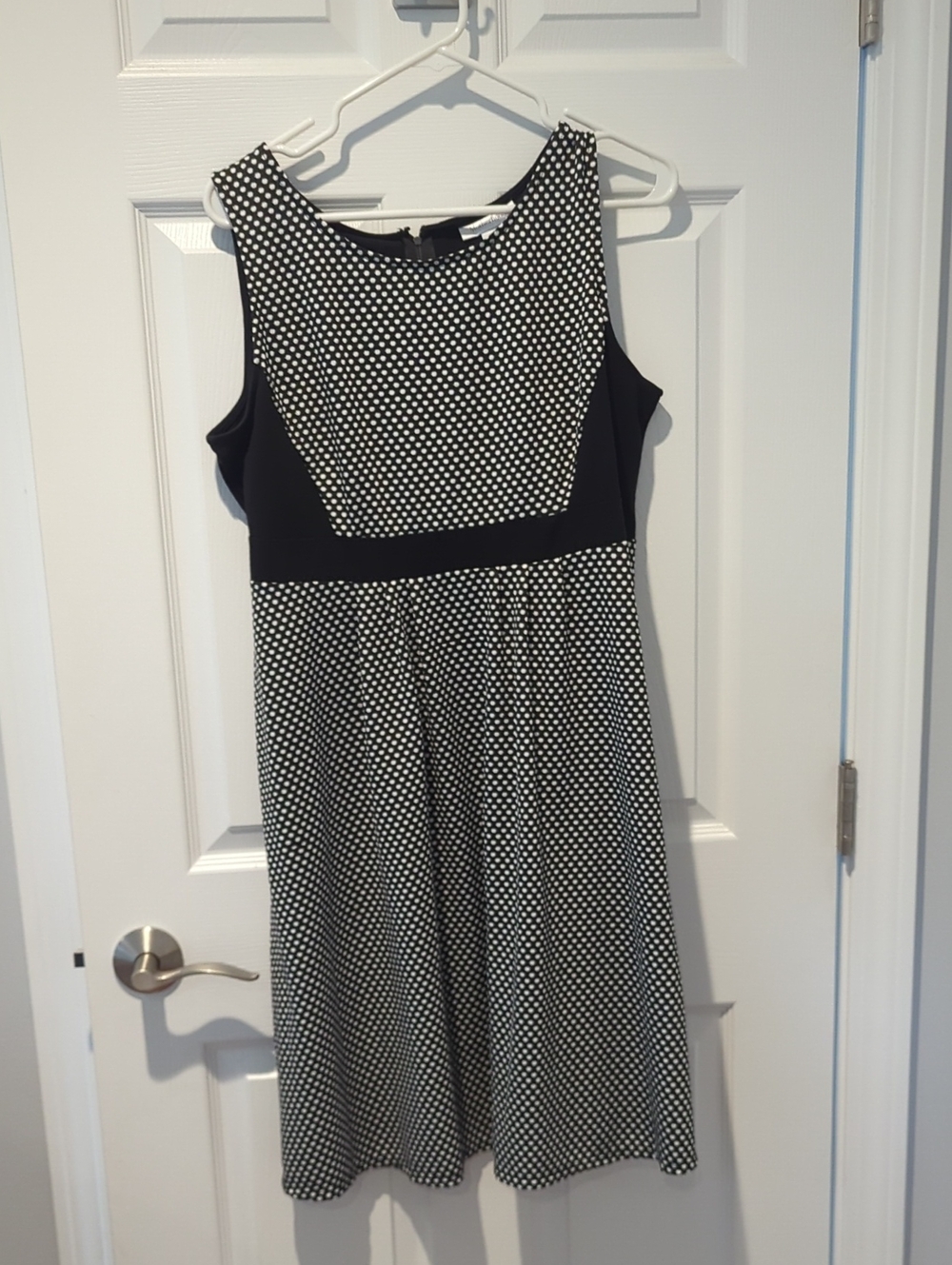 Motherhood - Maternity Sleeveless Black and White Polka Dot Fit-and-Flare Dress